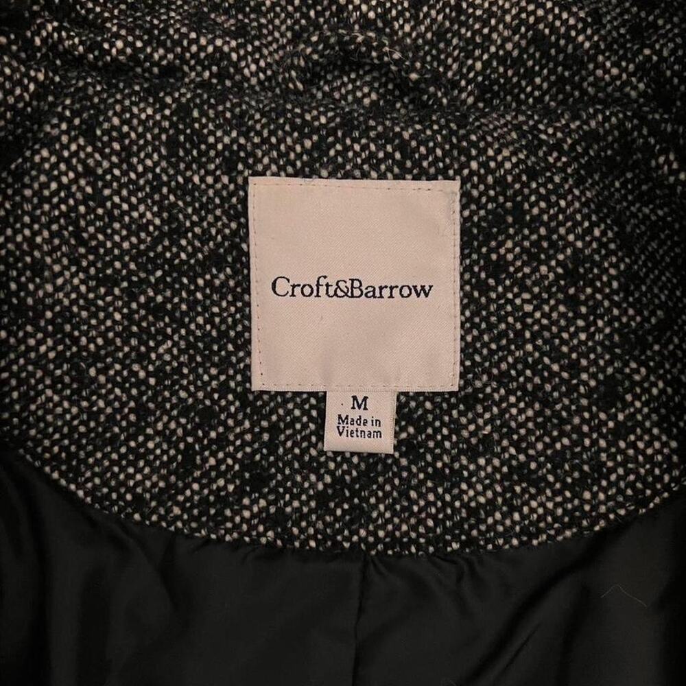 Black & White Tweed Toggle Coat Timeless Wool Blend Minimalist Vintage Women’s M - Picture 5 of 7